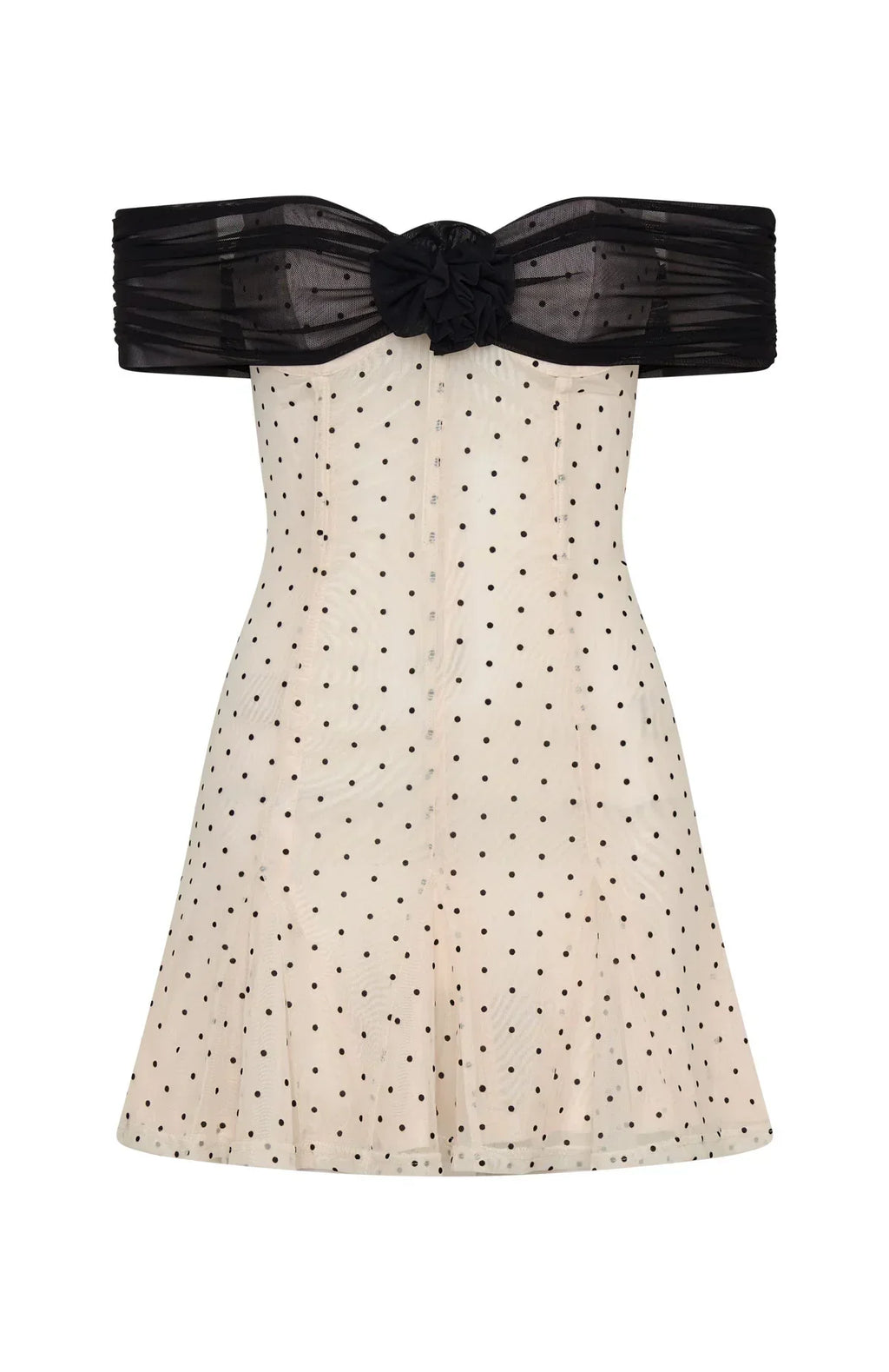 Bliss Mode Mini Dress Cream/Black Polka Dot