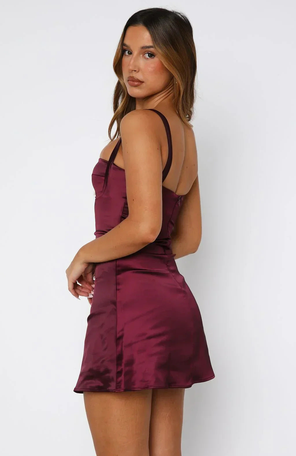 Just A Girl Mini Dress Deep Plum